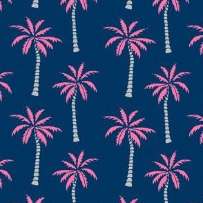 palm tree // pink and navy palms fabric tropical palms print andrea lauren design palm tropicals