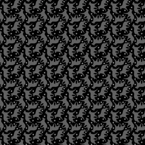 Tiny Trotting Belgian Sheepdog and paw prints - black