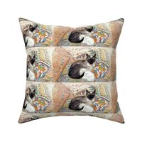 vintage retro siamese white cats kittens mothers family children pillows napping sleeping 