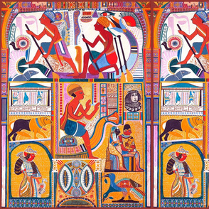 ancient egypt egyptian hieroglyphics boats tribal folk art gods sun dogs birds eyes queens kings queens 