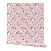 raccoons-with-pink-rosebuds on pink