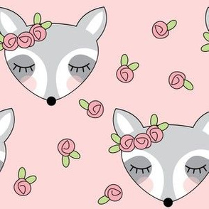 raccoons-with-pink-rosebuds on pink