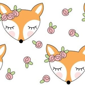 foxes-with-pink-rosebuds-on-white
