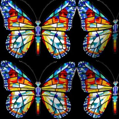 butterfly butterflies insects colorful stained glass rainbow yellow blue red green black white