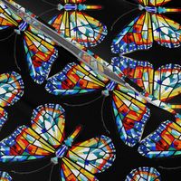 butterfly butterflies insects colorful stained glass rainbow yellow blue red green black white