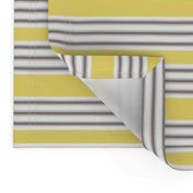 Gray and White Pillow Ticking with Yellow Stripe