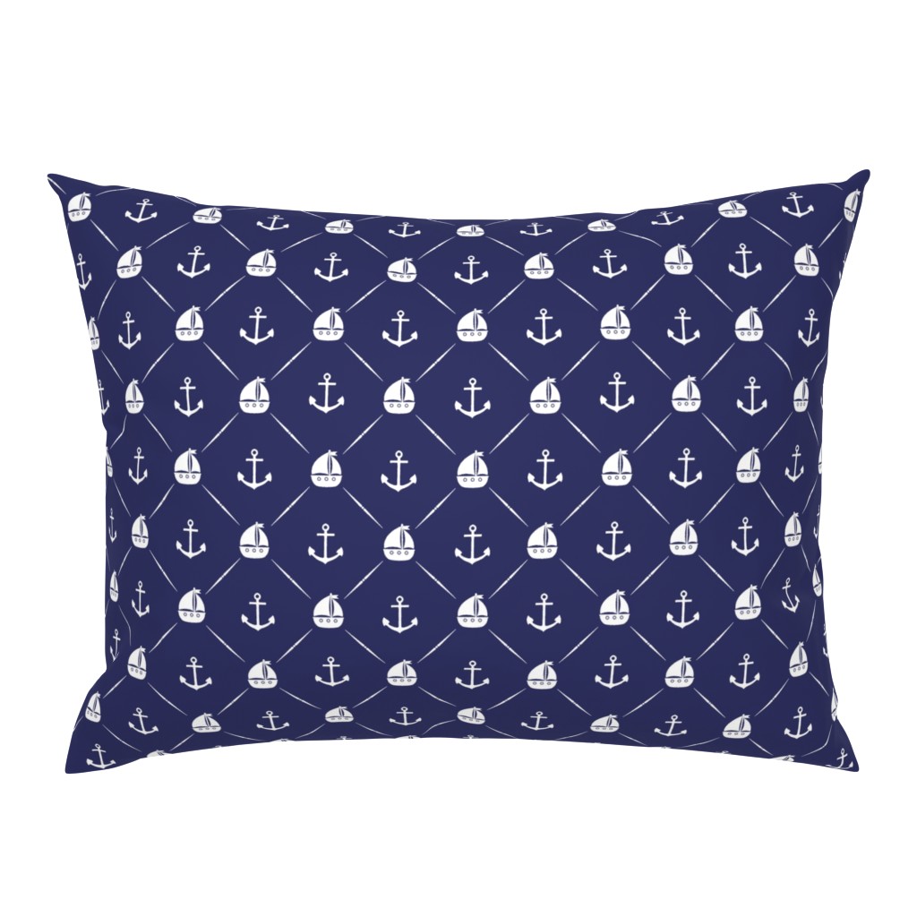 Anchors & Sailboats // Dark Navy Blue 