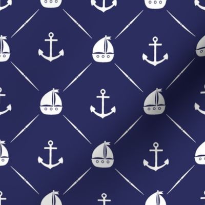 Anchors & Sailboats // Dark Navy Blue 