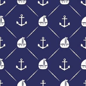 Anchors & Sailboats // Dark Navy Blue 