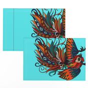 ROOSTER INK TURQUOISE TEA TOWEL