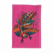 ROOSTER INK PINK TEA TOWEL