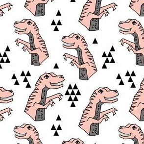 dinosaurs // pink dino fabric girls dinosuars design cute pastels pink dinosaur pink and grey