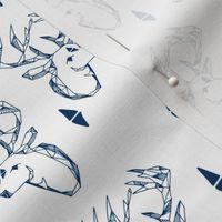 geometric deer head // navy blue deer fabric baby nursery andrea lauren fabric navy blue nursery design