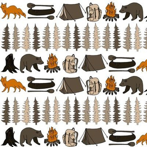 camping bear // bear fabric tree fox andrea lauren fabric tree stumps canoe andrea lauren fabric