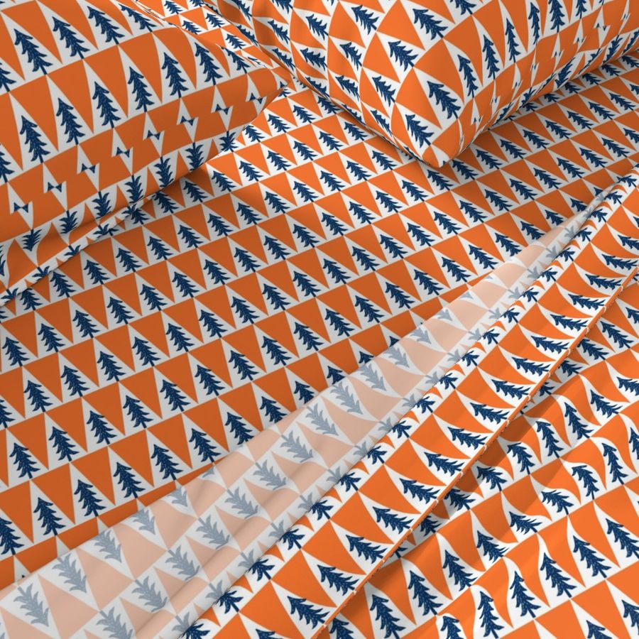 trees // orange and navy blue tree fabric nursery baby design baby fabric andrea lauren fabric