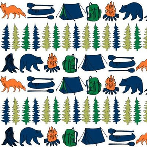 camping animals // orange and navy design nursery baby boy fabric andrea lauren design baby boy fabric