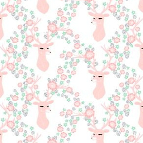 floral deer // pink mint and grey deer fabric nursery baby design floral deer nursery fabric andrea lauren design