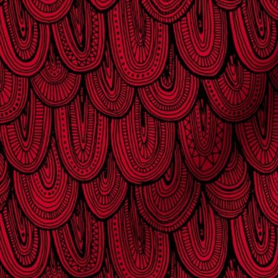 Doodle Scales - Black on Red