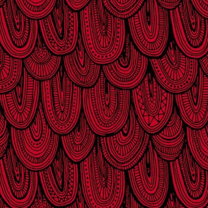 Doodle Scales - Black on Red