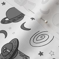 ufos // ufo aliens fabric grey and white kids space fabric 90s design spaceships 90s 80s trend andrea lauren fabric