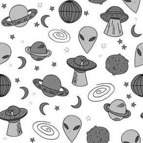 ufos // ufo aliens fabric grey and white kids space fabric 90s design spaceships 90s 80s trend andrea lauren fabric