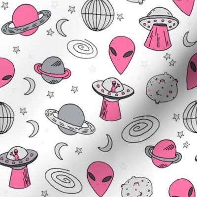 ufos // pink and grey ufo alien fabric 90s design andrea lauren fabric 80s design
