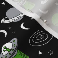 ufo // ufos green martian fabric 90s spaceman design andrea lauren fabric space design