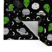 ufo // ufos green martian fabric 90s spaceman design andrea lauren fabric space design