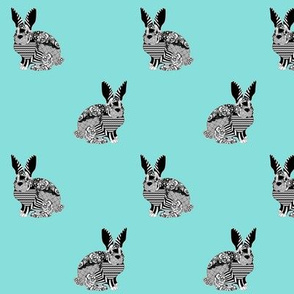 floral rabbit on mint