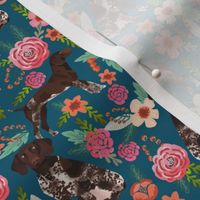 german shorthaired pointer floral dog fabric blue fabric florals design