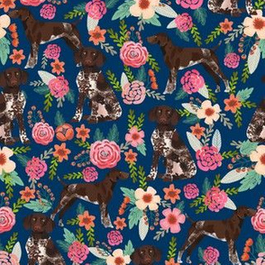 german shorthaired pointer floral navy blue dog fabric cute florals design