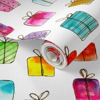 Colorful watercolor giftboxes