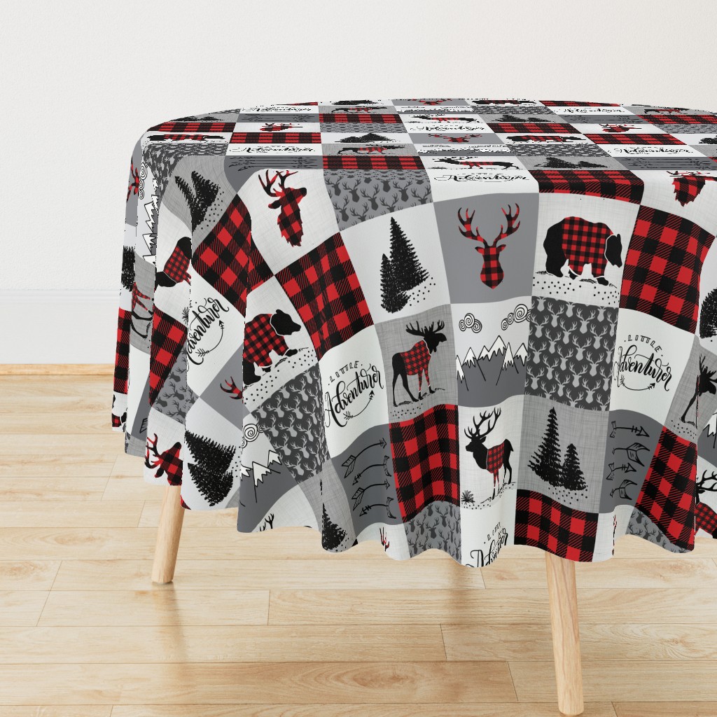 Buffalo plaid patchwork faux quilt - 24 inch repeat 