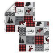 Buffalo plaid patchwork faux quilt - 24 inch repeat 