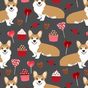corgi valentines love fabric heart cupcakes valentines love dog design corgis fabric