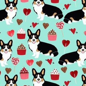 corgi tri colored fabric dogs dog valentiens fabric hearts love dogs fabric corgi valentines hearts 