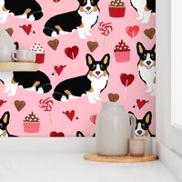 corgi tricolored valentines love fabric cupcakes love heart fabric corgis dog design