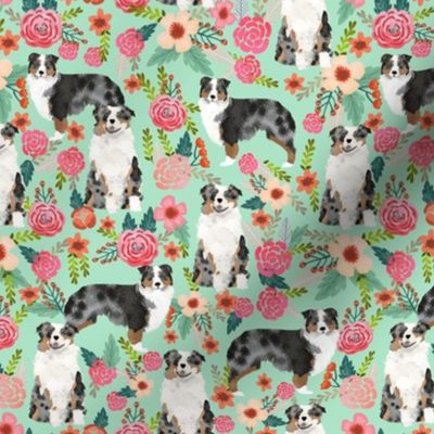 aussie dog floral fabric best blue merle dogs fabric australian shepherd dogs fabric aussie dog fabric