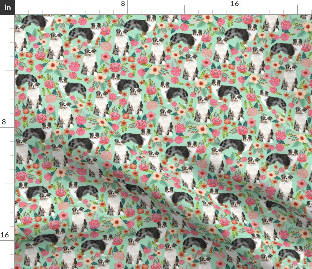 aussie dog floral fabric best blue merle dogs fabric australian shepherd dogs fabric aussie dog fabric