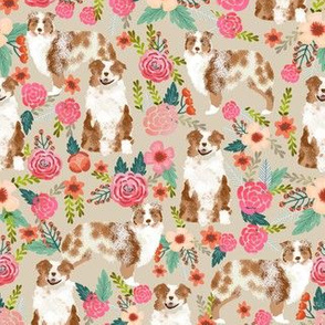 aussie dog floral fabric best red merle dogs fabric australian shepherd dogs fabric aussie dog fabric