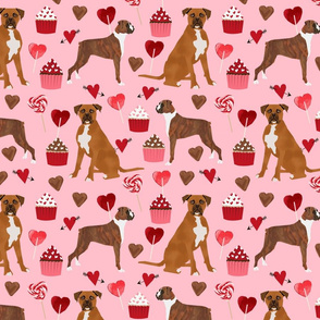 boxer dog valentines love fabric cute hearts cupcakes dog love fabric