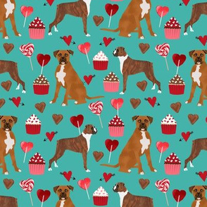 boxer dog valentines love fabric cute hearts cupcakes dog love fabric