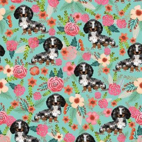 dapple dachshund fabric florals floral dog design doxie floral fabric 