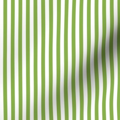 Quarter Inch Greenery Green and White Vertical Stripe 