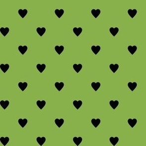 Black Hearts on Greenery Green