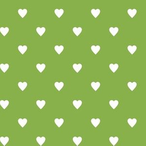 White Hearts on Greenery Green