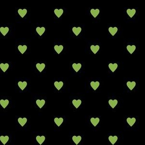 Greenery Green Hearts on Black