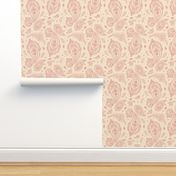 Coral and Champagne Paisley