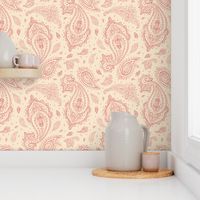 Coral and Champagne Paisley