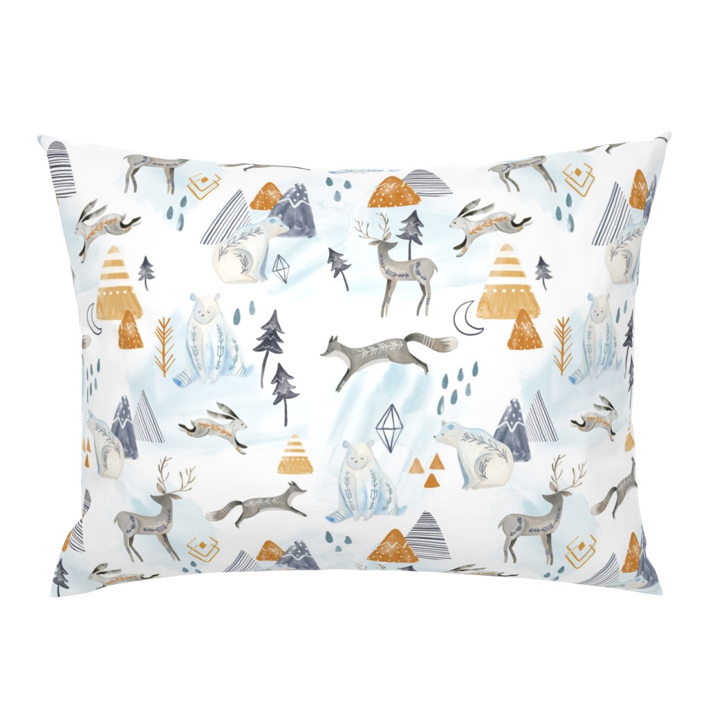 Northen Lights/ Woodland Artic animals/ Polar Bear Deer Bunny